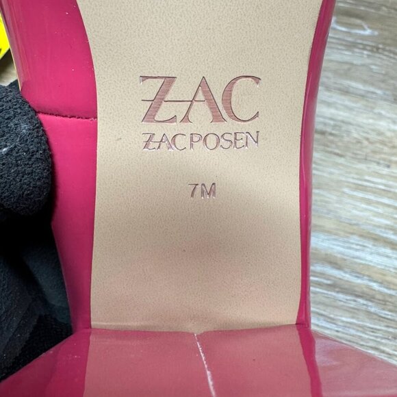Zac Posen Arlene Pink Patent Leather Chunky Heel Pumps Women's Size 7 - Picture 5 of 8